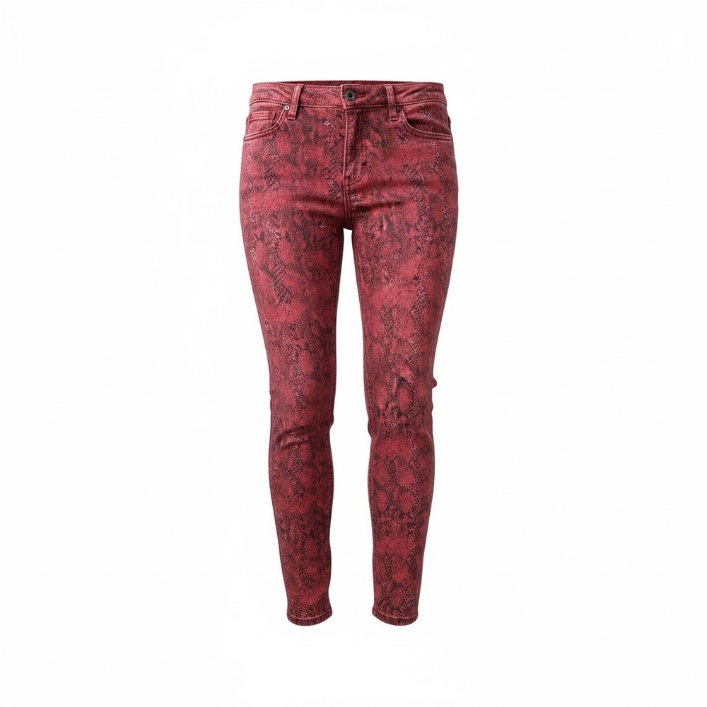 Hot Kiss Skinny Lily Red Snakeskin Print Skinny Jeans NWT | Y2K Size 11